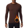 imageHUGE SPORTS Thermal Underwear for Men Turtleneck Long Sleeve Thermal Shirts Fleece Lined Base Layer Thermal Underwear TopDarkbrown Crewneck