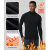 imageHUGE SPORTS Thermal Underwear for Men Long Sleeve Thermal Shirts Fleece Lined Compression Base Layer Thermal Underwear TopBlack Turtlenecks