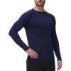 imageHUGE SPORTS Thermal Underwear for Men Long Sleeve Thermal Shirts Fleece Lined Compression Base Layer Thermal Underwear TopNavyblue Crewneck