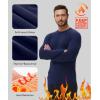 imageHUGE SPORTS Thermal Underwear for Men Turtleneck Long Sleeve Thermal Shirts Fleece Lined Base Layer Thermal Underwear TopNavyblue Crewneck