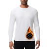 imageHUGE SPORTS Thermal Underwear for Men Long Sleeve Thermal Shirts Fleece Lined Crew Neck Base Layer Thermal Underwear TopWhite