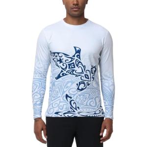 imageHUGE SPORTS Mens UPF 50 Rash Guard Long Sleeve for Fishing Surfing Swimming Water Sports  Quick Dry UV Protection Sun ShirtHammerhead Shark