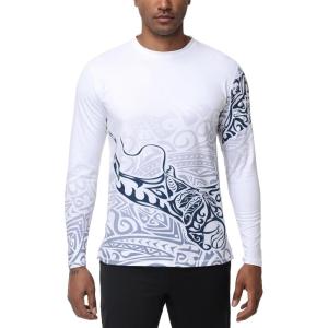 imageHUGE SPORTS Mens UPF 50 Rash Guard Long Sleeve for Fishing Surfing Swimming Water Sports  Quick Dry UV Protection Sun ShirtManta