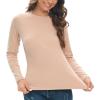 image:imageHUGE SPORTS Women Thermal Fleece Top Shirts Workout Pullover Tops Thermal Underwear Tops for Winter Keep WarmBeige