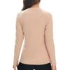 image:imageHUGE SPORTS Women Thermal Fleece Top Shirts Workout Pullover Tops Thermal Underwear Tops for Winter Keep WarmBeige