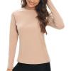 image:imageHUGE SPORTS Women Thermal Fleece Top Shirts Workout Pullover Tops Thermal Underwear Tops for Winter Keep WarmBeige