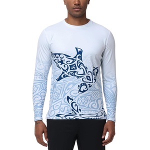 image:imageHUGE SPORTS Men UPF 50 Long Sleeve Rash Guard QuickDry UV Sun Protection for Surfing Fishing SwimmingHammerhead Shark