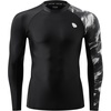 image:imageHUGE SPORTS Mens Long Sleeve Rash Guard UPF 50 Sun Protection Swim ShirtBlack Water Wave