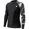 image:imageHUGE SPORTS Mens Long Sleeve Rash Guard UPF 50 Sun Protection Swim ShirtBlack Water Wave