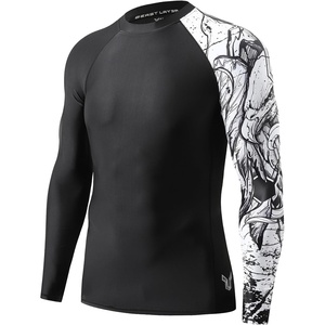 image:imageHUGE SPORTS Mens Rash Guard Shirts Quick Dry Long Sleeve Swim ShirtsBlack Eagle